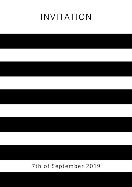 Online invitation card with black stripes in the color of your choice. White.